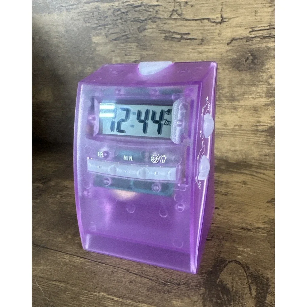 Vintage Purple See Through Pharmaceutical Desk Clock Tested And Working Clean